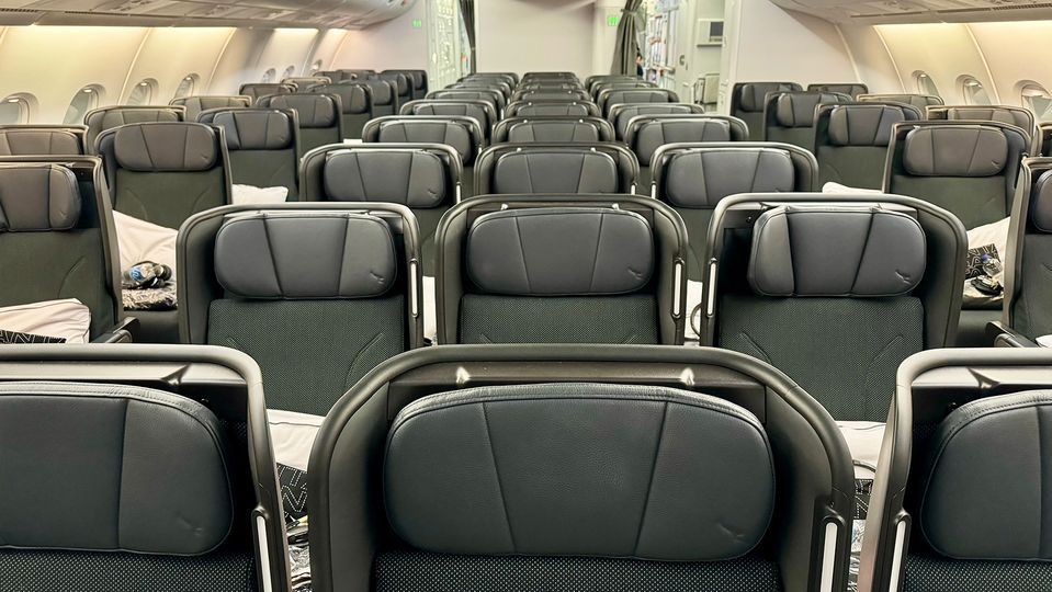 Qantas A380 premium economy cabin.