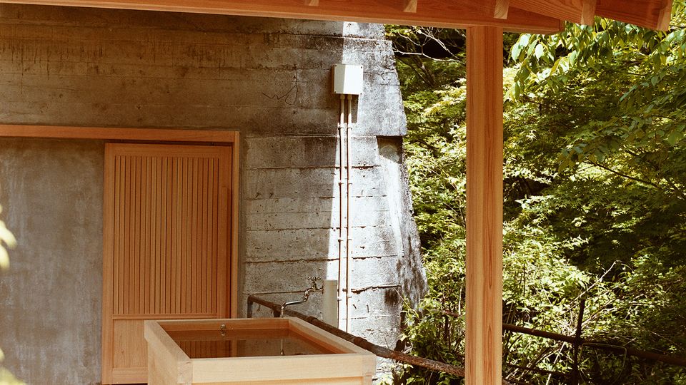 A concrete warehouse has been transformed into a wood-fired sauna.