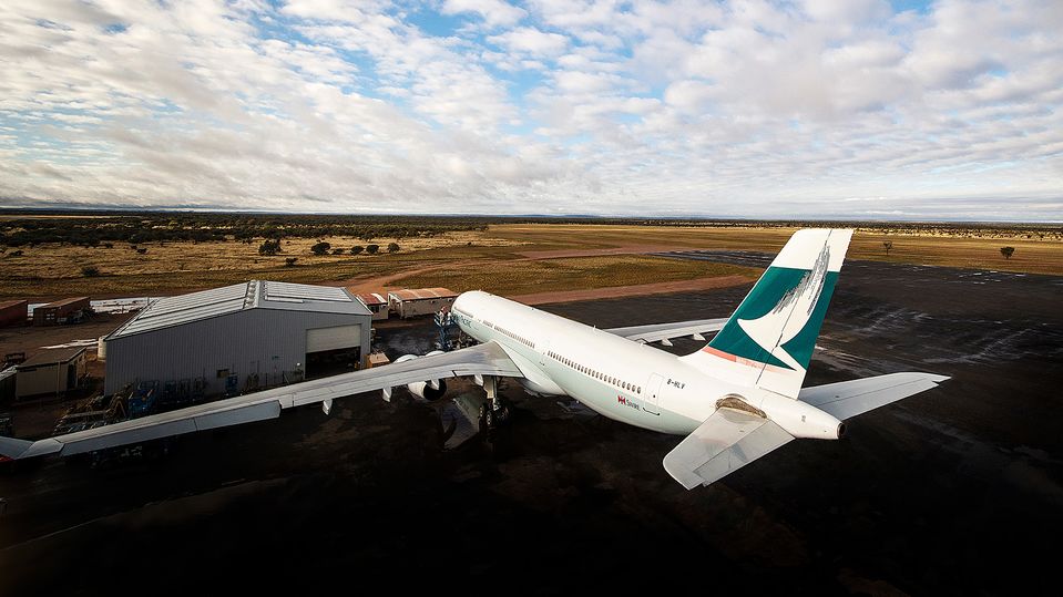 The final Cathay Pacific jet in storage ahead of its journey home.