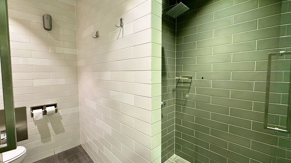 Two shower suites are available on a first come, first served basis.