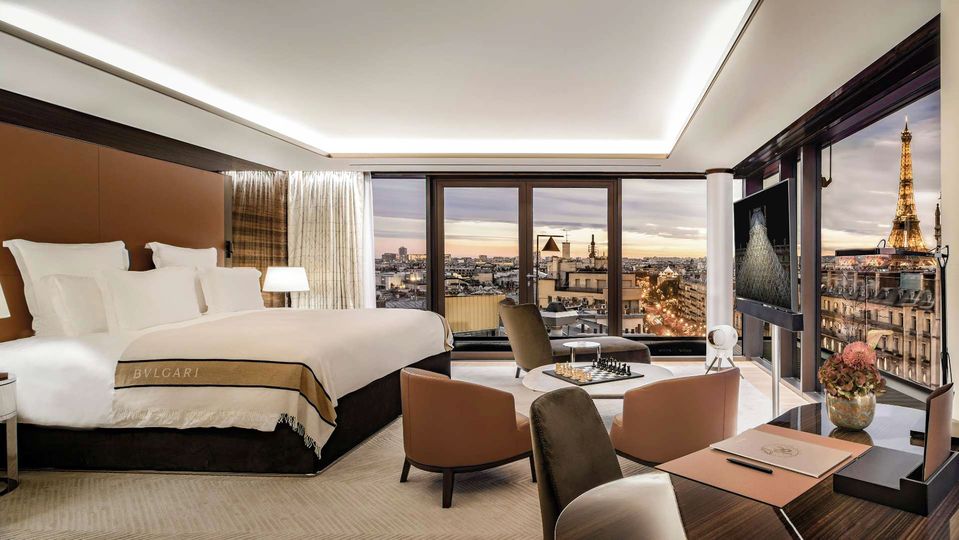 A penthouse with a view at Bulgari Hotel Paris.