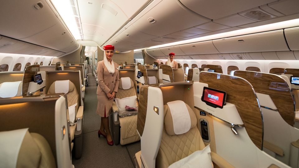 Going, going, gone: the 2-3-2 layout of Emirates' current 777 business class.