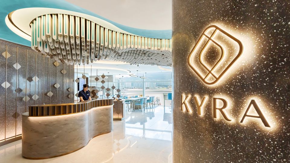 Inside the new Kyra Lounge at Hong Kong International Airport.