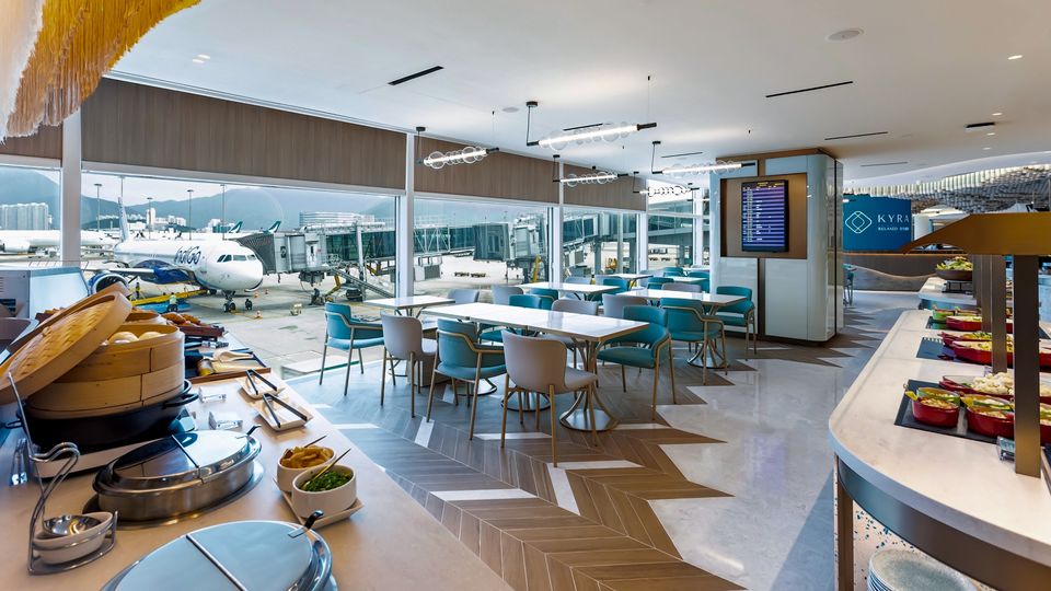 Inside the new Kyra Lounge at Hong Kong International Airport.