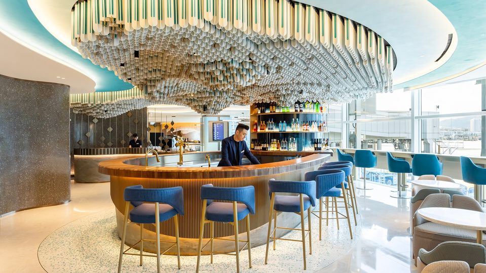 Inside the new Kyra Lounge at Hong Kong International Airport.