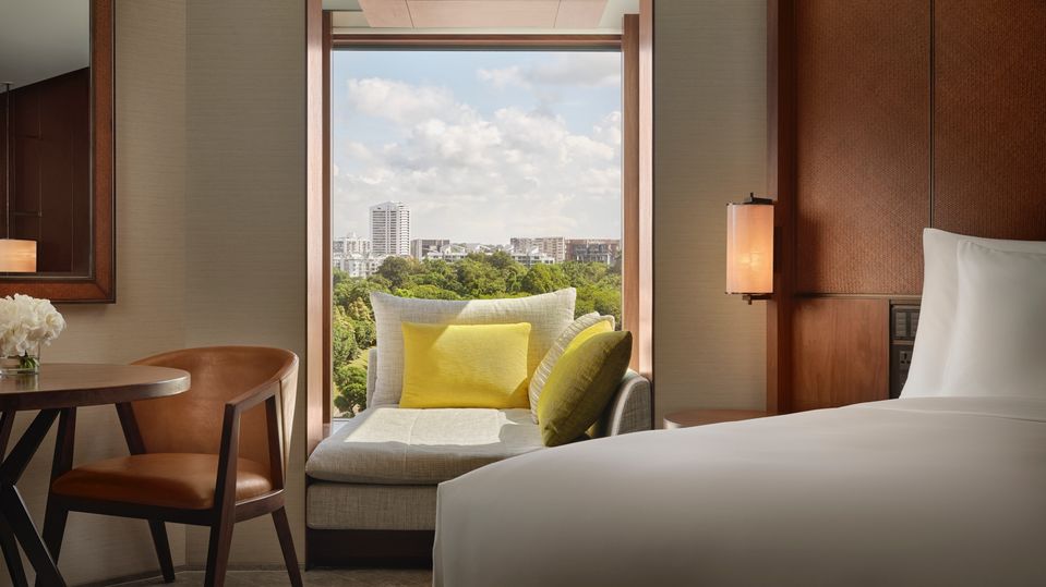A daybed in one of the Grand Hyatt Singapore's Terrace Suites.