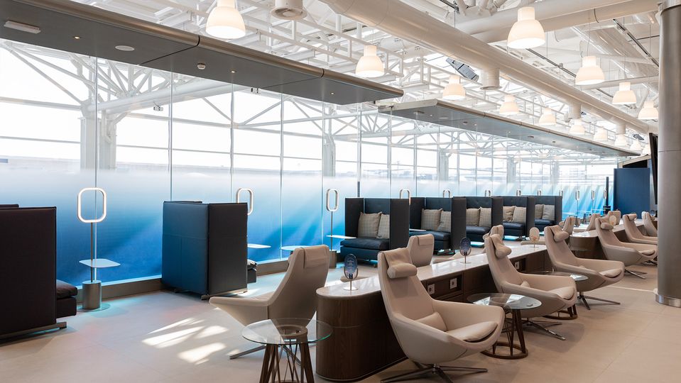 ITA Airways' Hangar Lounge at Rome Fiumicino Airport.