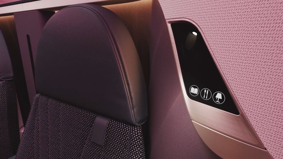 Qatar Airways' new QSuite Next Gen adds ambient suite lighting.