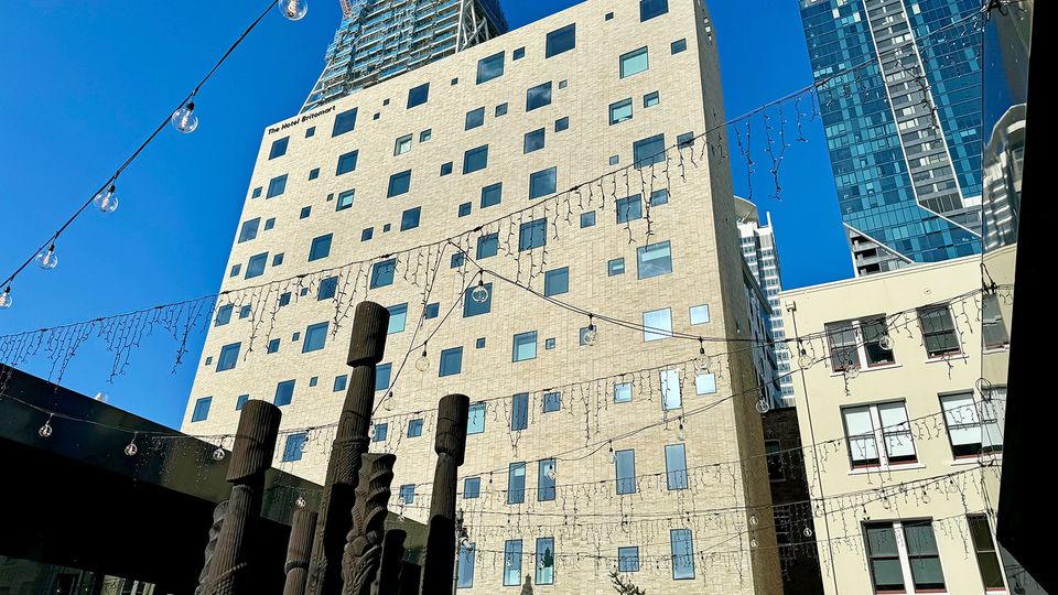 The brick-clad exterior of The Hotel Britomart.