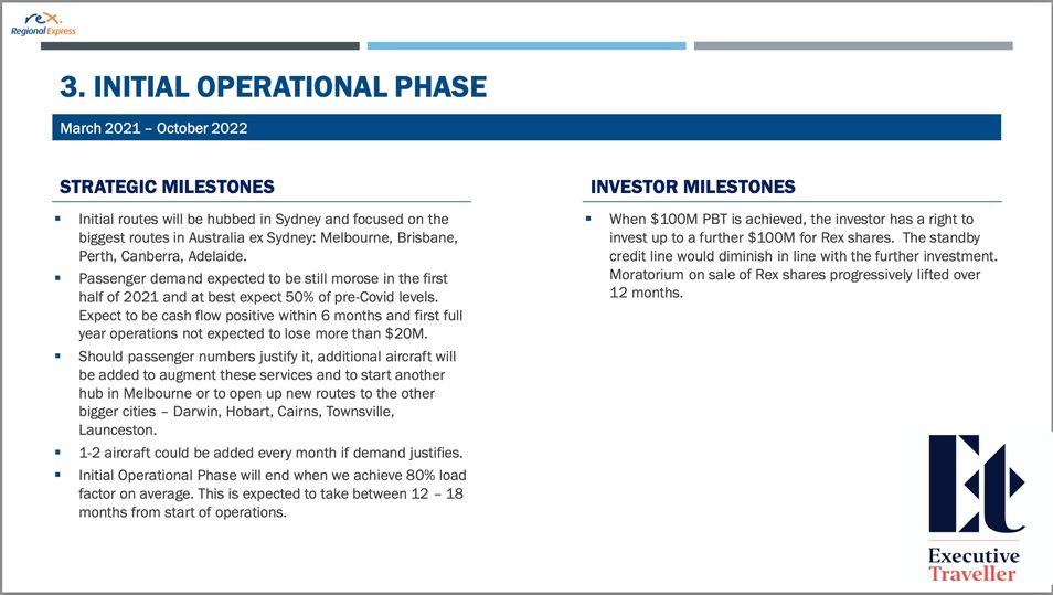 A slide from Rex's 'Project Mother' proposal to establish an intercity 737 jet network.