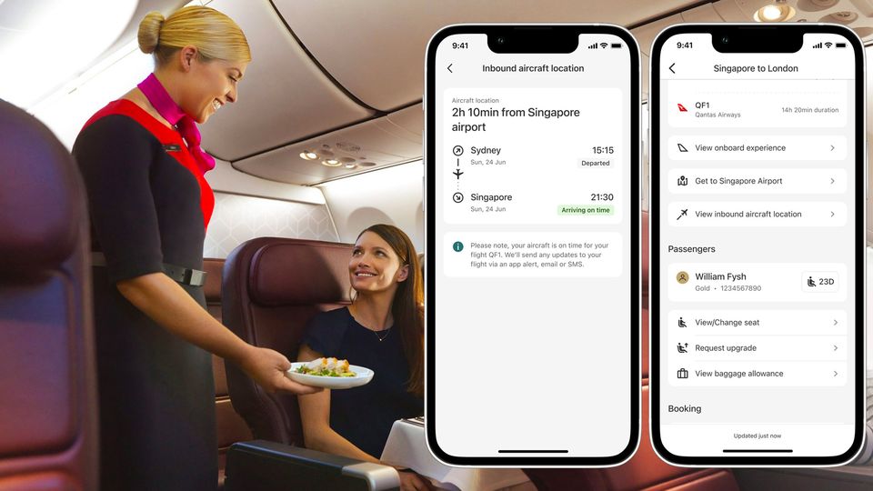 Qantas' app-based flight status tracker.
