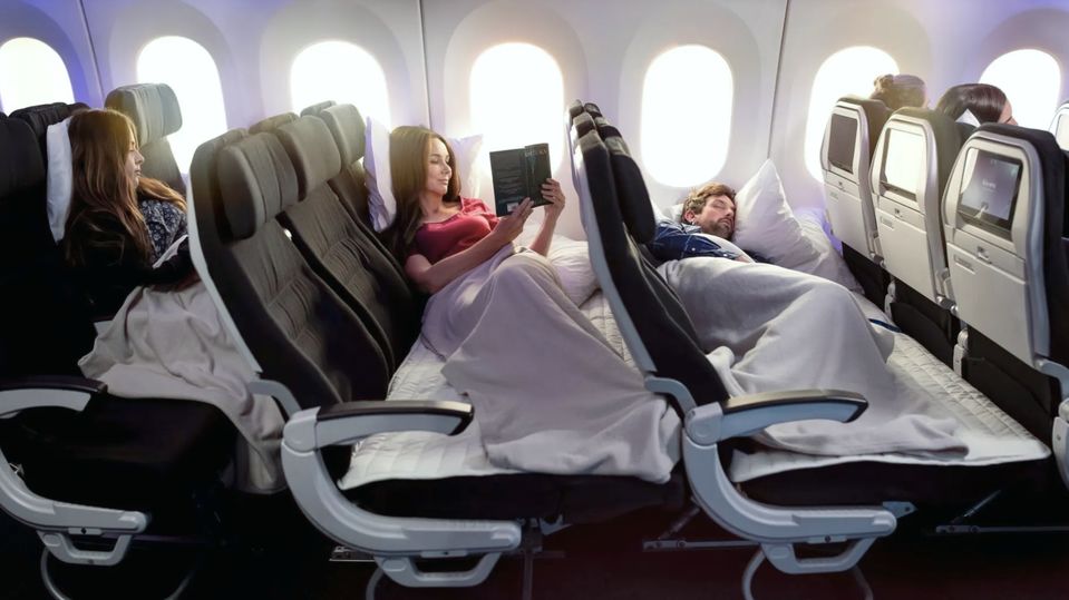 Air New Zealand's Skycouch economy beds.