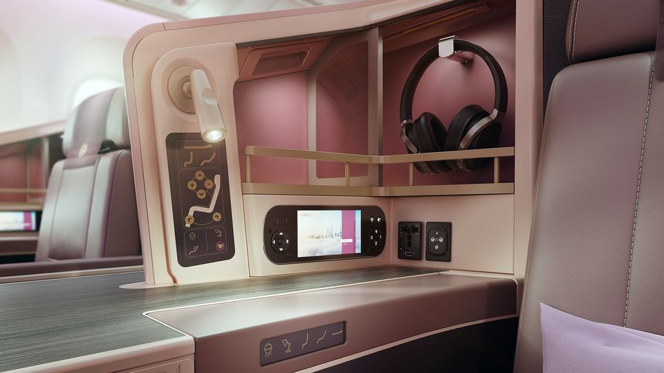 Business class sull'aereo 787 della Junyao Airlines.