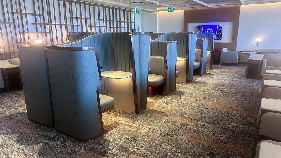 Singapore Airlines' refreshed Sydney SilverKris business class lounge.