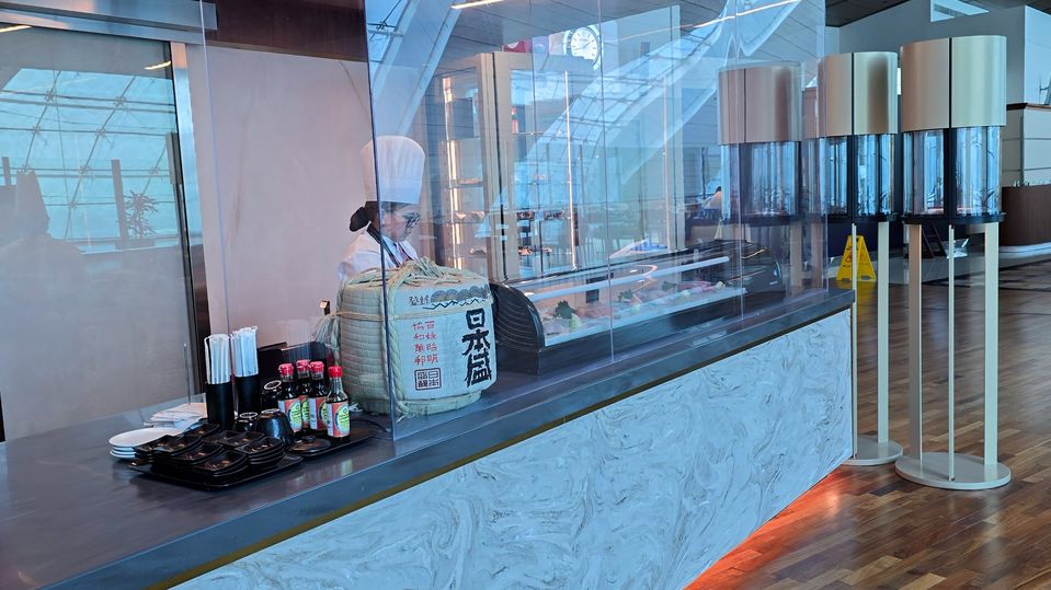 The sushi station at Emirates' Dubai Concourse B first class lounge.