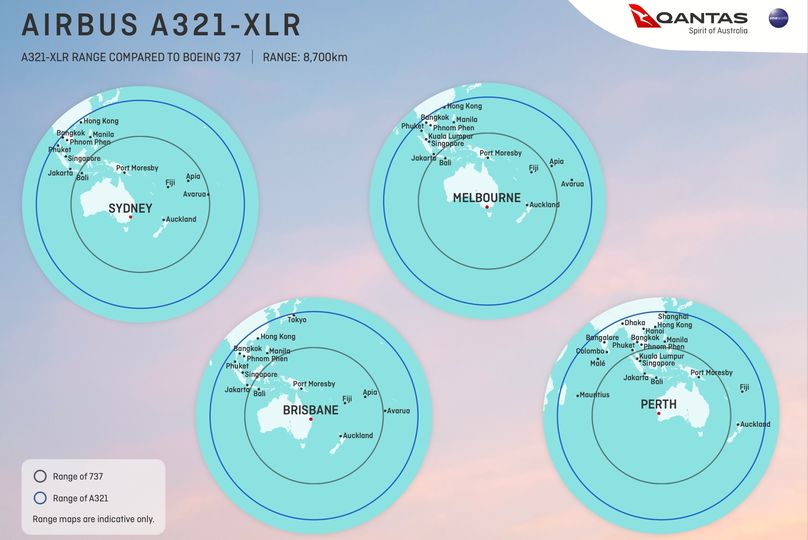 With a clear range advantage over the Boeing 737, the Airbus A321XLR will reshape Qantas' network.