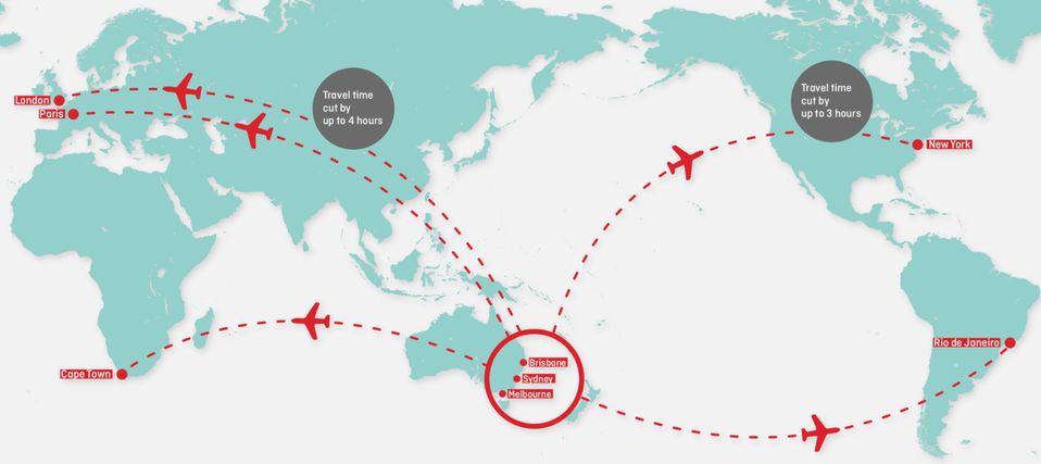 Qantas' original Project Sunrise network name-checked Brisbane, Paris, Cape Town and Rio.