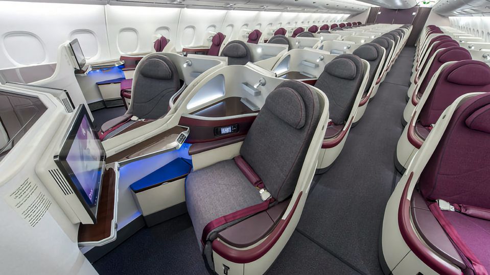 Qatar Airways' A380 business class.