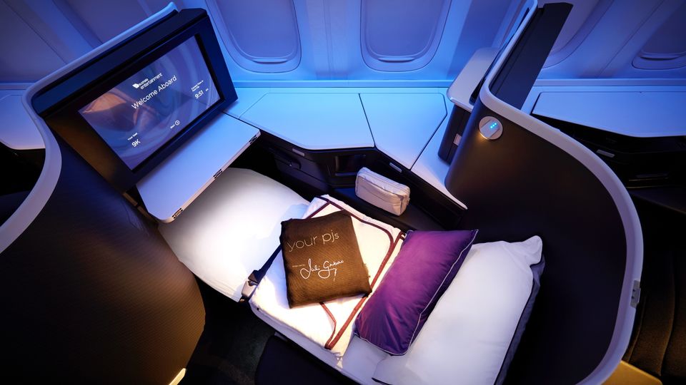 Virgin's flatbed business class, although it'll come with QR pyjamas and amenities.