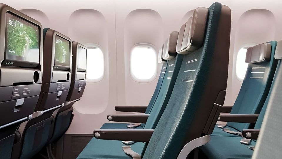 Cathay's slimline 777 economy class 'cradle' seats.