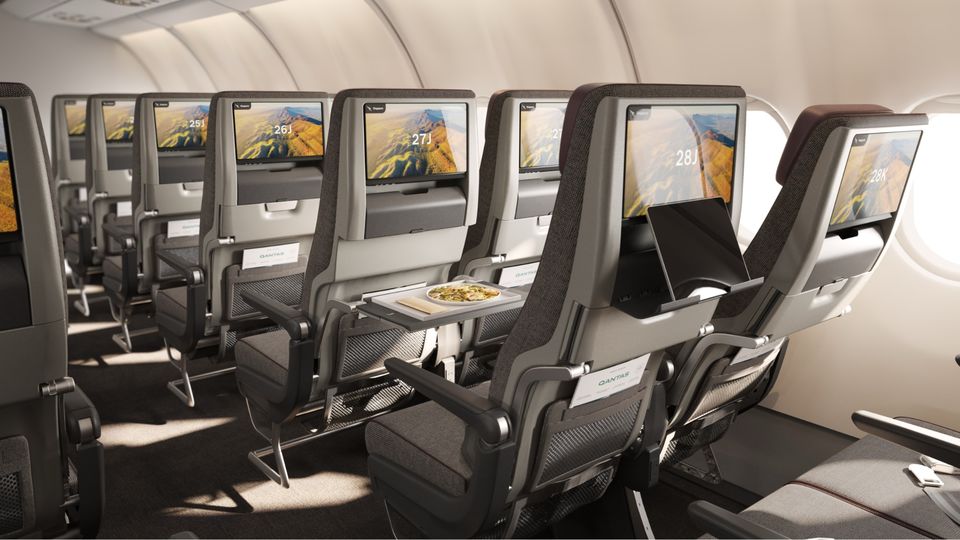 Qantas' new A330 economy class seats.