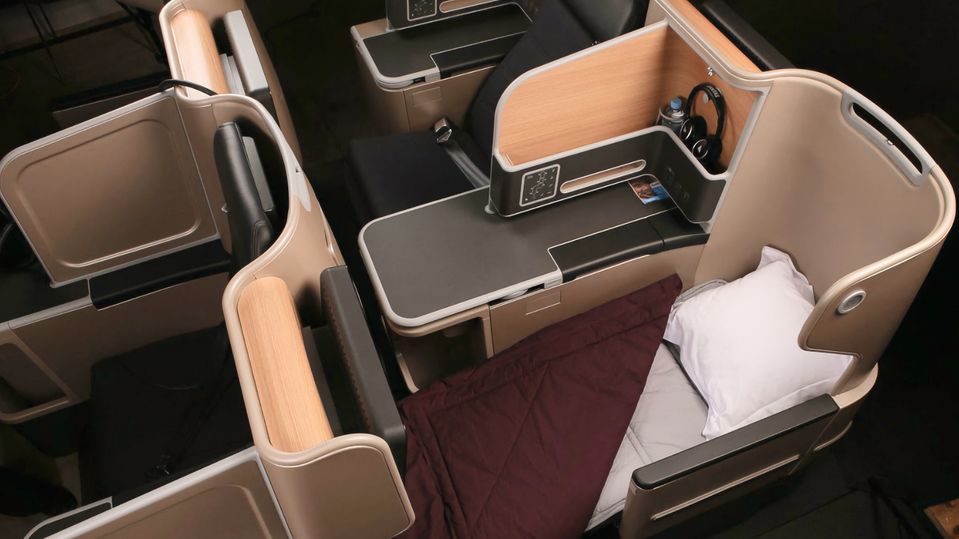 Qantas' A330 business class seats.