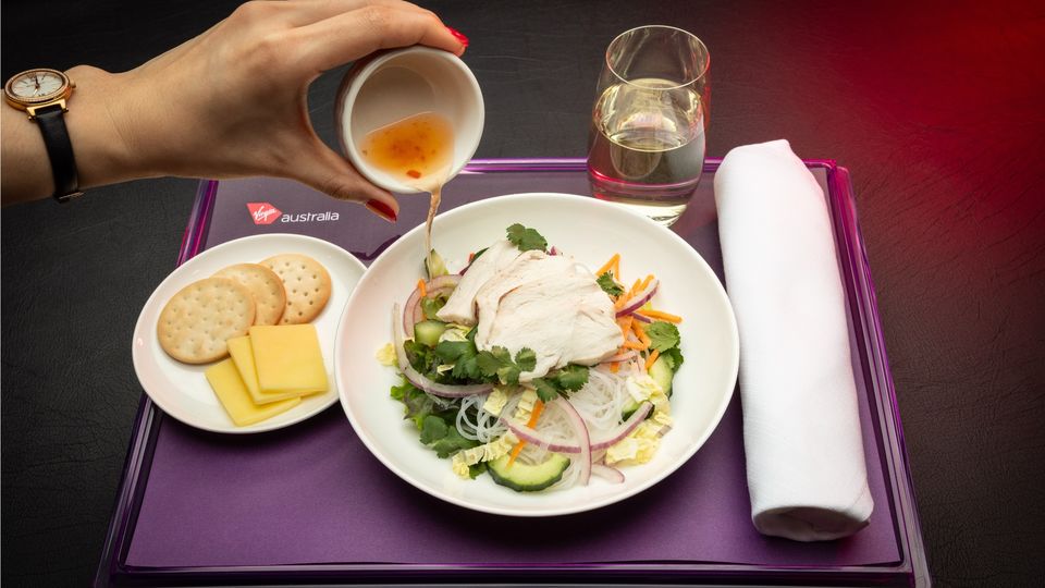 Chicken noodle salad with nuoc nam dressing.