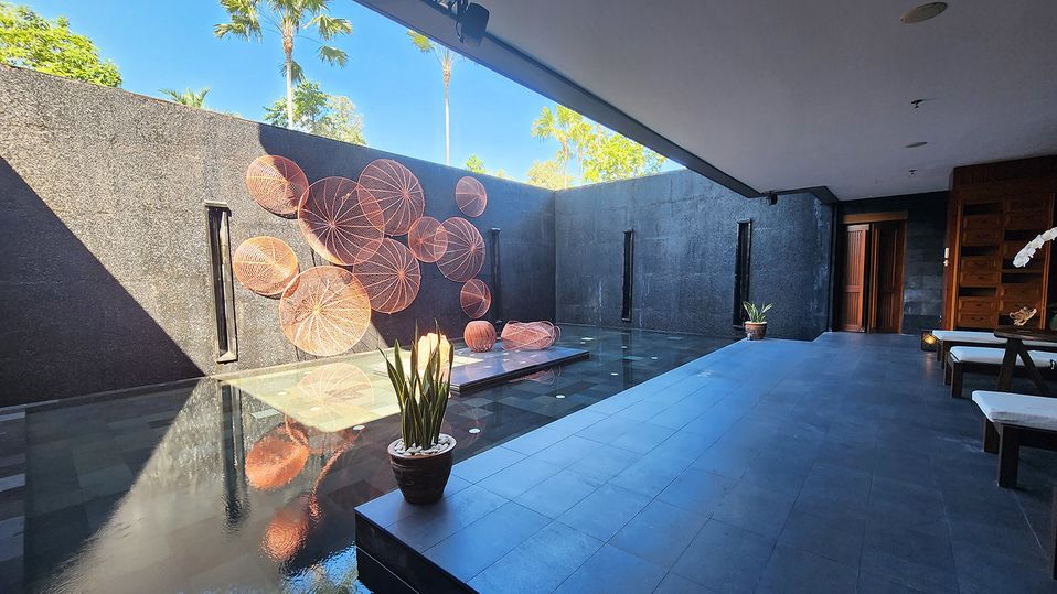 A reflection pool at Sava Spa.