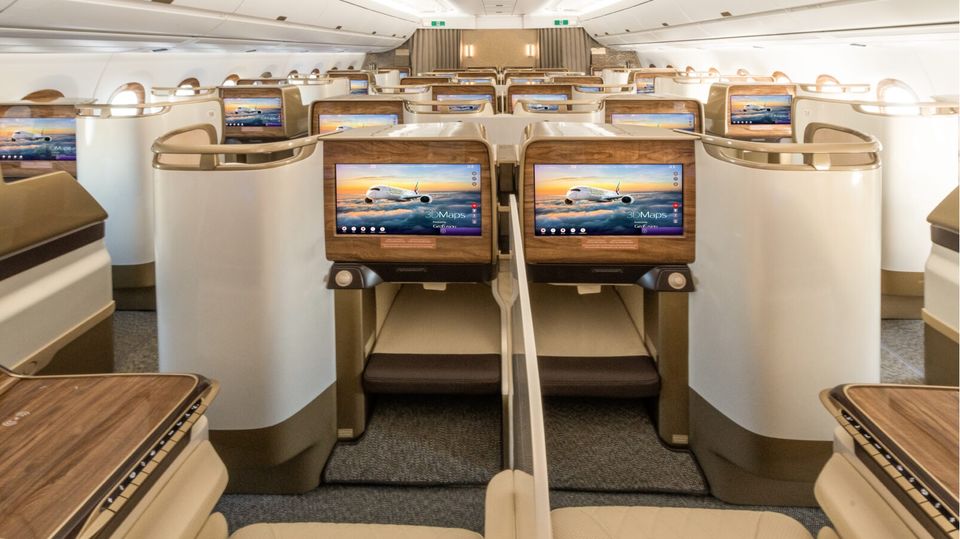 Emirates' new 'S Lounge' A350 business class.