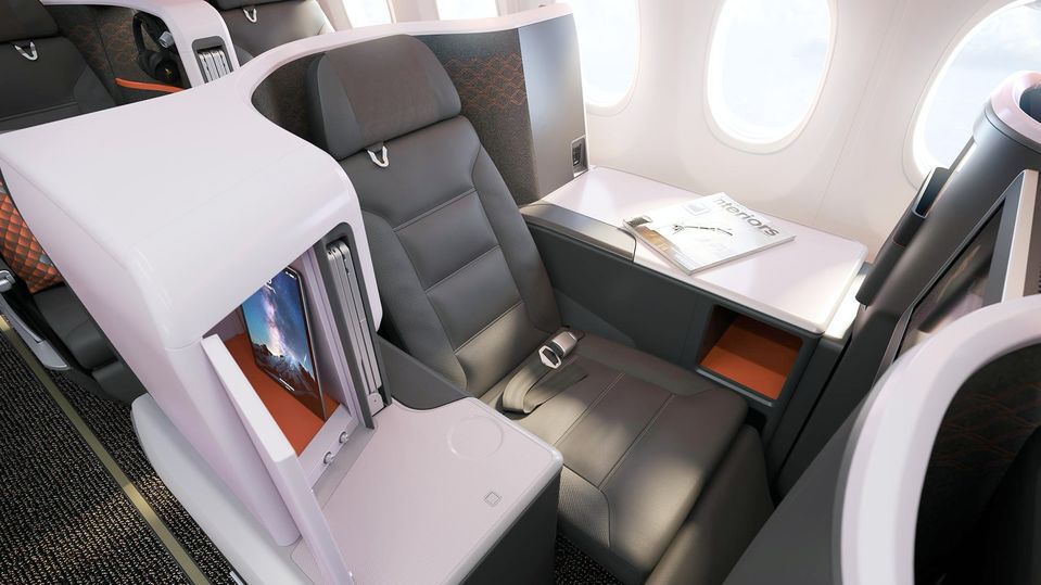 Singapore Airlines' Boeing 737 MAX business class includes these solo 'throne' seats.