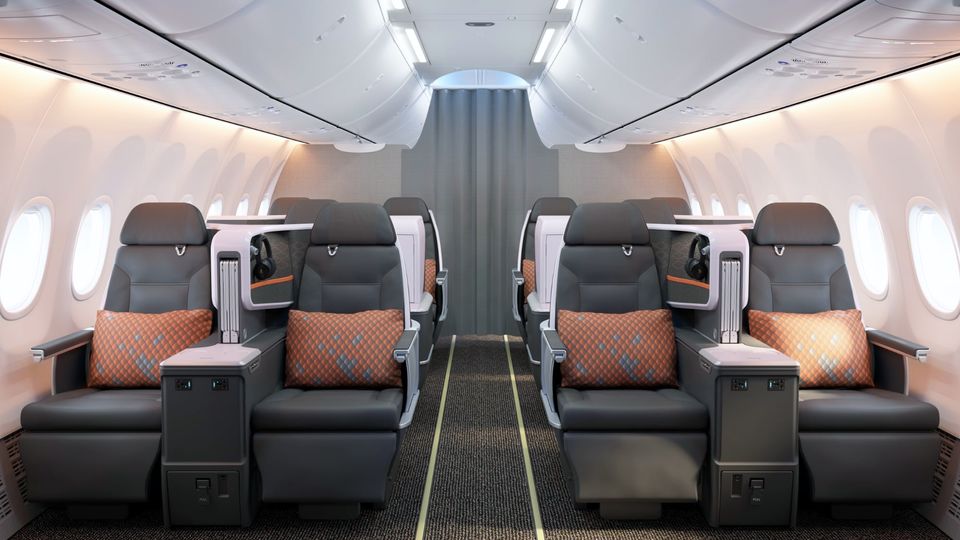 Singapore Airlines' Boeing 737 MAX business class uses the Thompson Vantage.