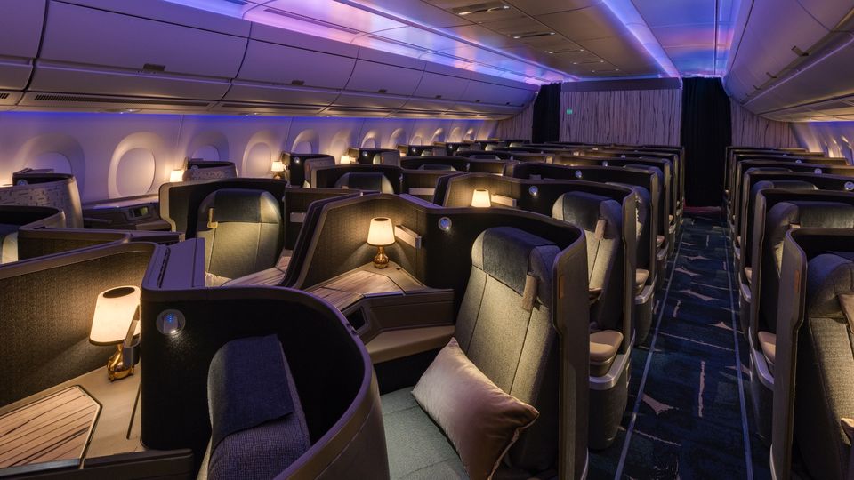 China Airlines' current stylish A350 business class cabin.