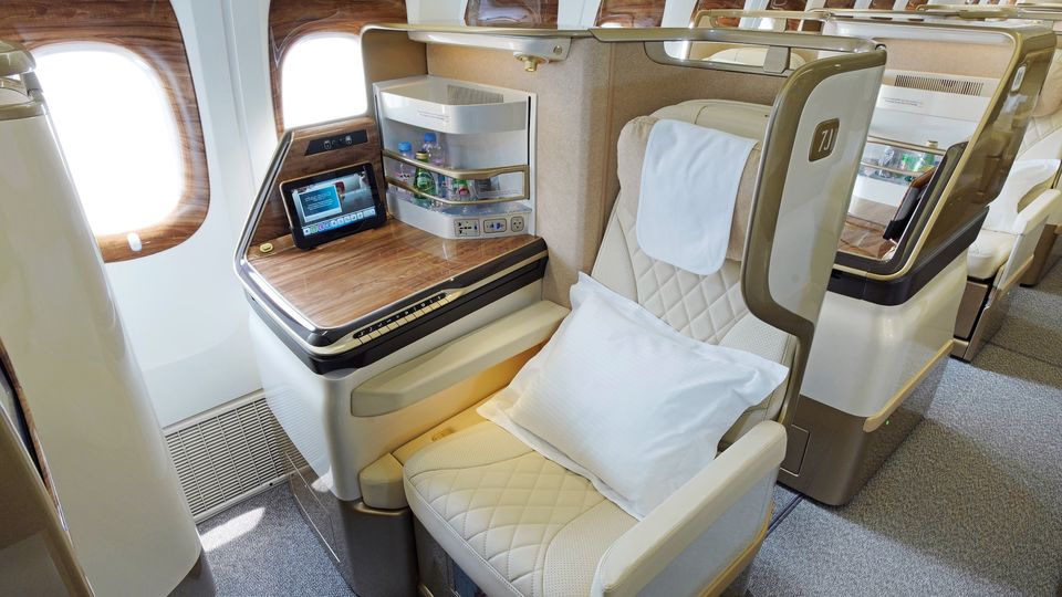 Emirates' latest Boeing 777 business class.