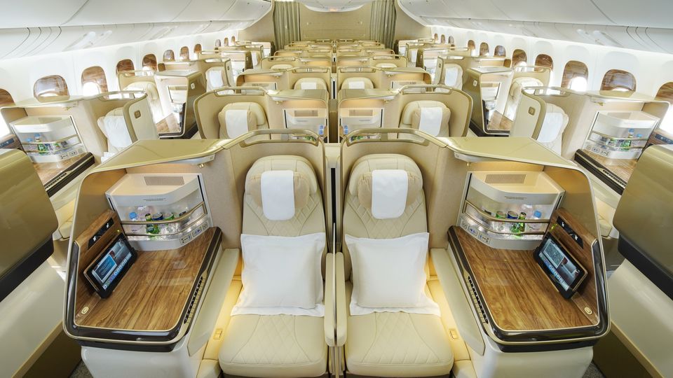 Emirates' latest Boeing 777 business class.