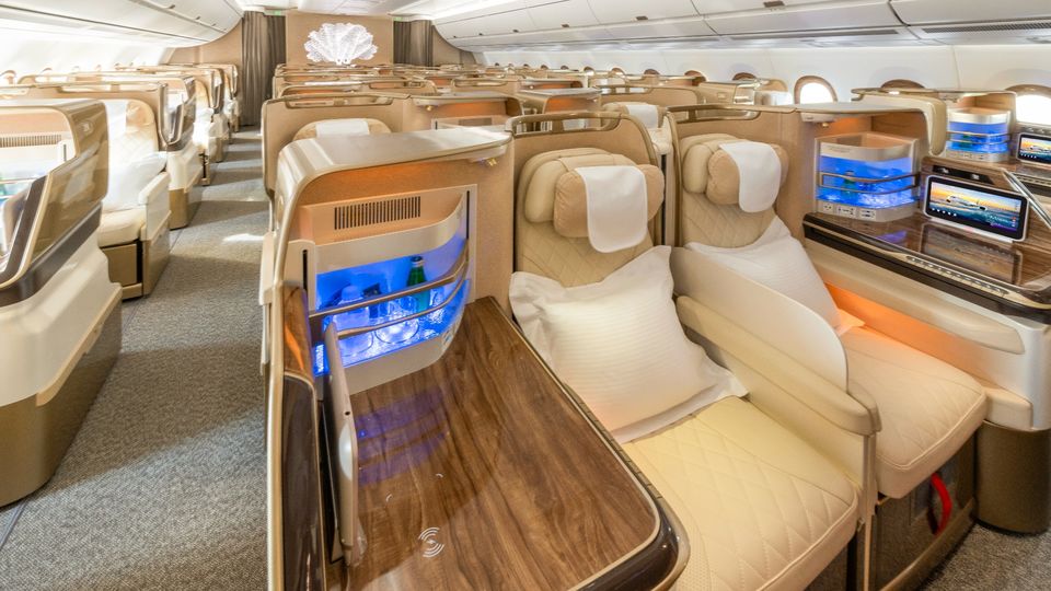 Emirates' latest Airbus A350 business class.