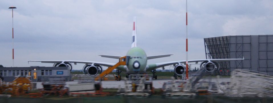 A brand new British Airways A380 fresh from the assembly line in Toulouse.