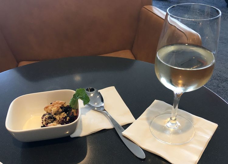 Wine and dessert at Delta's DCA Airport Sky Club